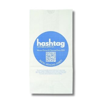 Photo of a printed pharmacy rx paper bag.