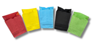 Image of color SOS paper bags.