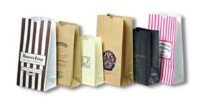 Photo of printed paper lunch bags.